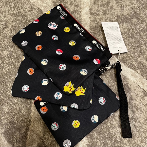 BNWT Japan LeSportsac x Pokémon Wristlet Zippered Pouch set of 3 - Picture 5 of 13